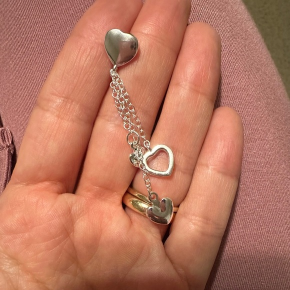 Silver plated Tassels Different Heart Drop Earrings - Picture 3 of 5